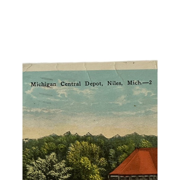 Vtg 1929 Litho Ephemera Postcard Niles MI Train Depot Station Railroad Posted - Picture 7 of 11
